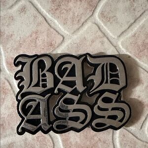 Black and Silver 'BAD ASS' Belt Buckle